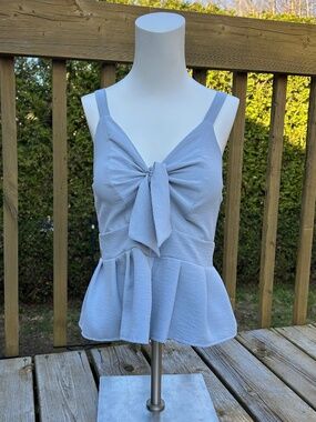 QED London ⎮ Bow Cutout Peplum Top